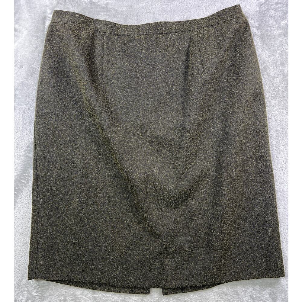 Sag Harbor Green Textured Skirt Womens 20W Plus Size Earth Tone Knee Length - Picture 4 of 7